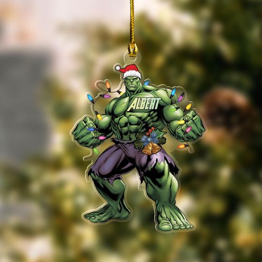 Personalized Ornament Hulk, Giant American Hero Character Xmas Ornament, Customized Christmas Tree Decor Gift For Kid