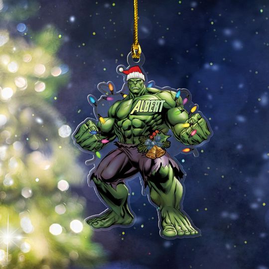 Personalized Ornament Hulk, Giant American Hero Character Xmas Ornament, Customized Christmas Tree Decor Gift For Kid