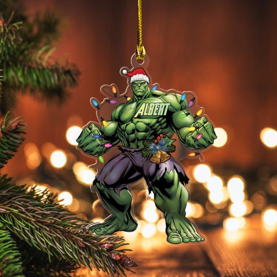 Personalized Ornament Hulk, Giant American Hero Character Xmas Ornament, Customized Christmas Tree Decor Gift For Kid