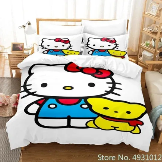 Hello Kitty Bedding Set | Cartoon Bedding Set | Gift For Kid