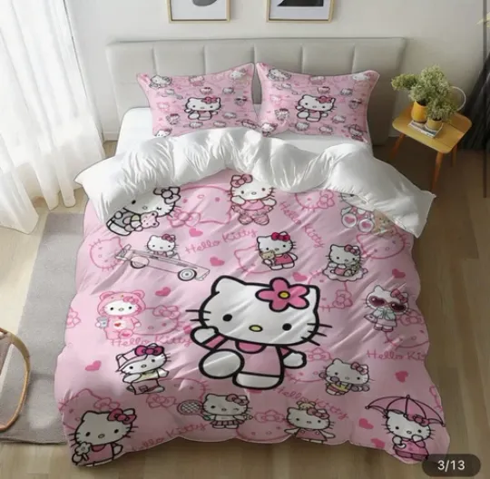 Hello Kitty Bedding Set | Cartoon Bedding Set | Gift For Kid