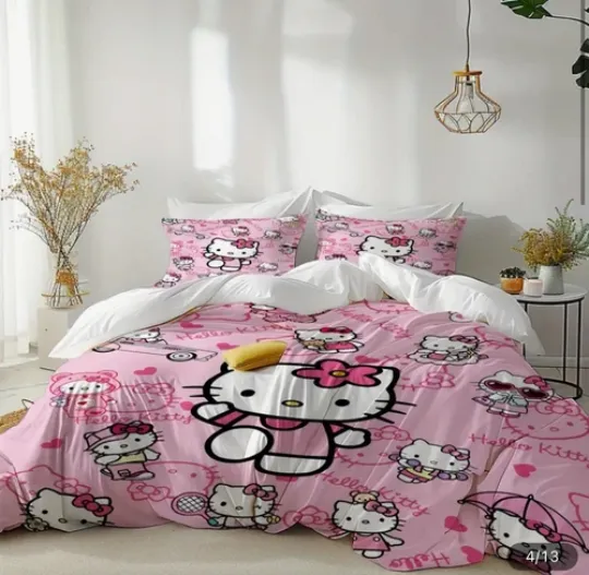 Hello Kitty Bedding Set | Cartoon Bedding Set | Gift For Kid