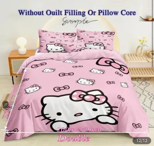Hello Kitty Bedding Set | Cartoon Bedding Set | Gift For Kid