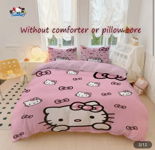 Hello Kitty Bedding Set | Cartoon Bedding Set | Gift For Kid