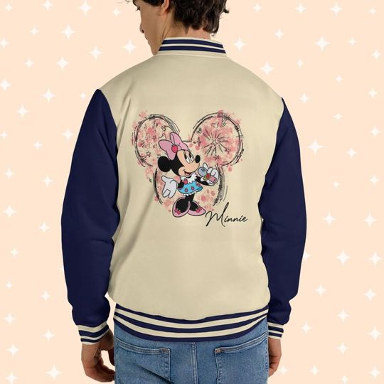Personalize Minnie Mouse Music, Adult Varsity Jacket, Personalized Disney Jacket, Baseball Jacket