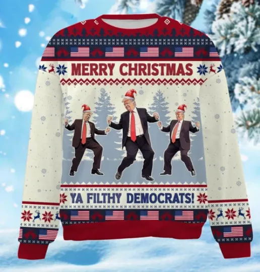 Trump Dancing Merry Christmas Ya Ugly Christmas Sweater