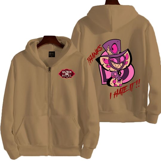 I Hate It Hazbin Hotel Men Zip Up Hoodie
