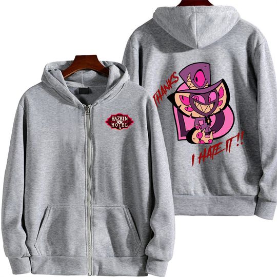 I Hate It Hazbin Hotel Men Zip Up Hoodie