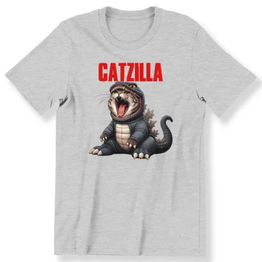 Funny Cat Catzilla  Mens Ladies Kids Adult Cat Lovers Cute Gift T-shirt