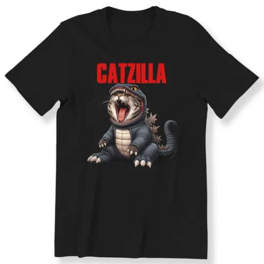 Funny Cat Catzilla  Mens Ladies Kids Adult Cat Lovers Cute Gift T-shirt