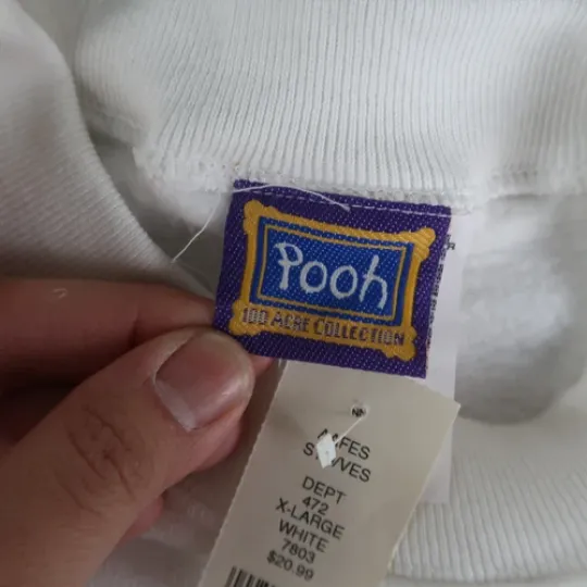 Vintage 90s Pooh Crewneck Sweatshirt Mens XL White Embroidered Made In USA