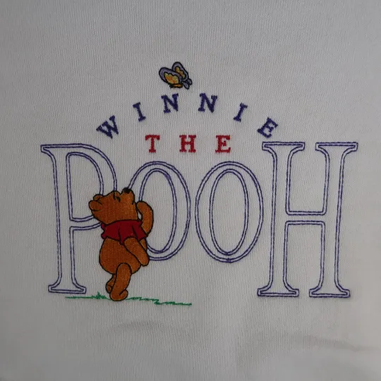 Vintage 90s Pooh Crewneck Sweatshirt Mens XL White Embroidered Made In USA