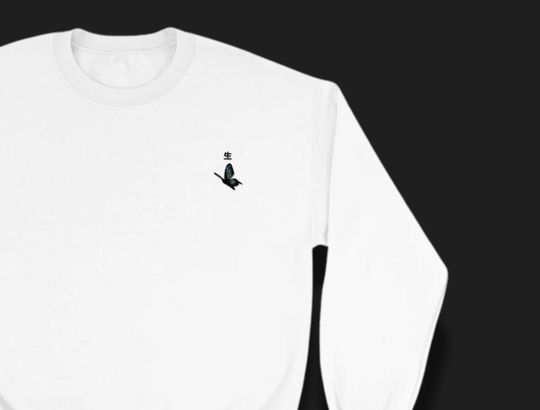 Toky Ghoul Inspired Crewneck Sweatshirt | Minimalist Embroidered Butterfly Design | Unisex Anime Sweatshirt | Subtle Toky Ghoul Merch