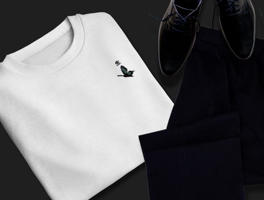 Toky Ghoul Inspired Crewneck Sweatshirt | Minimalist Embroidered Butterfly Design | Unisex Anime Sweatshirt | Subtle Toky Ghoul Merch