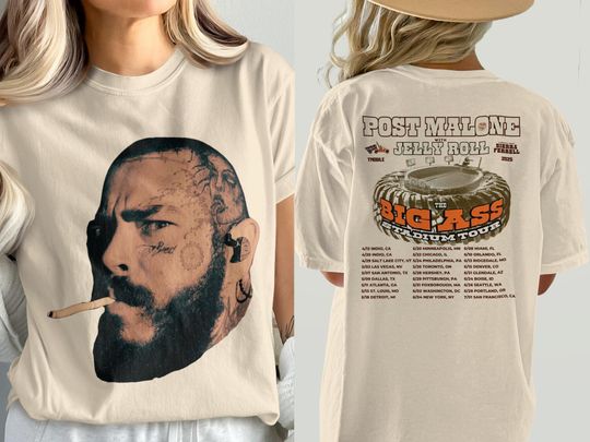 Big Face  Post Malone Post Malone Tour  Double Sidesd T Shirt