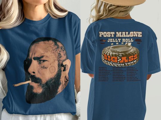 Big Face  Post Malone Post Malone Tour  Double Sidesd T Shirt