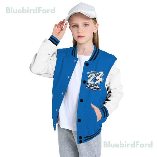 Dunkare Blueberry 12s Baseball Varsity Jacket, Custom 23 Drip All Over Print Letterman Jackets