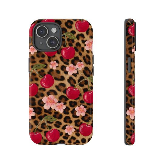 Cherry and Leopard Print  Phone Case