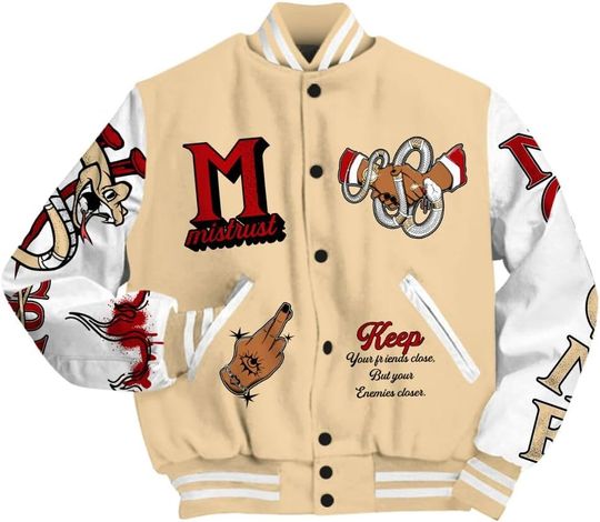 Dunkare Dunk Low Strawberry Waffle Baseball Jacket - Allen Answer Skeleton All Over Print Letterman Jackets