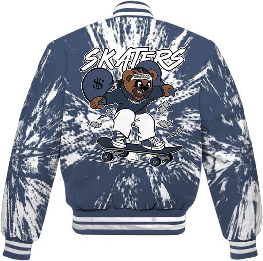 Dunkare Low Diffused Blue 11s Baseball Jacket - Skaters Bear Luxury Varsity Jacket Unisex New