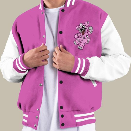 Dunkare Hyper Violet 4s Baseball Jacket - Havok Bear Vasity Jacket Unisex New