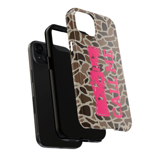 Old School Camo with "Call Me" Duck Call in Pink  Phone Case