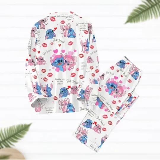 Stitch Valentine Theme Pajamas Set, Valentine Gift, Gift For Her