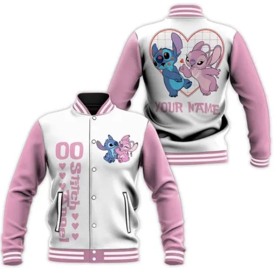 Personalized Stitch and Angel Baseball Jacket