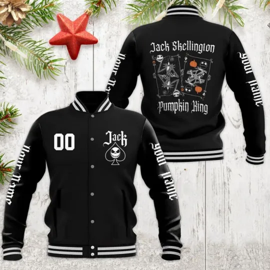 Personalized Jack Skellington Disney Baseball Jacket, Jacket