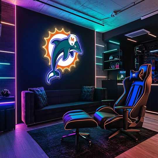 Miami Dolphins Neon Sign | Football Lovers Gift | Gift For Him
