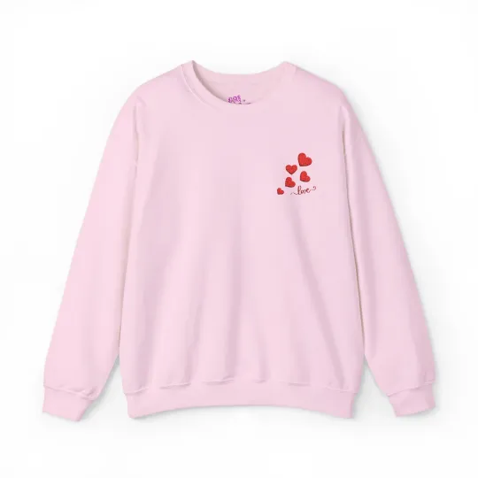 Embroidered Hearts & Love Sweatshirt, Valentine's Day Gift