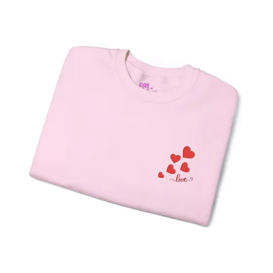 Embroidered Hearts & Love Sweatshirt, Valentine's Day Gift
