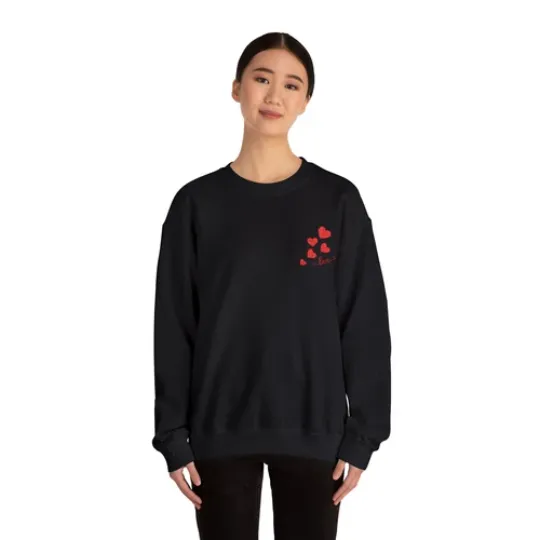 Embroidered Hearts & Love Sweatshirt, Valentine's Day Gift