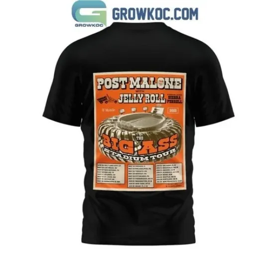 Post Malone Jelly Roll Big Ass Stadium Tour 2025  T-Shirt 3D