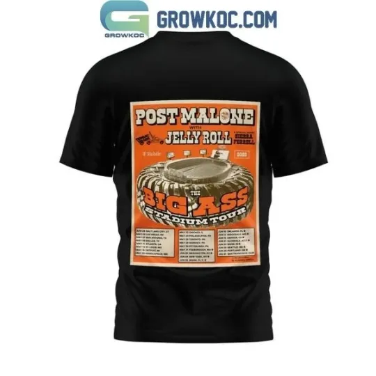 Post Malone Jelly Roll Big Ass Stadium Tour 2025  T-Shirt 3D