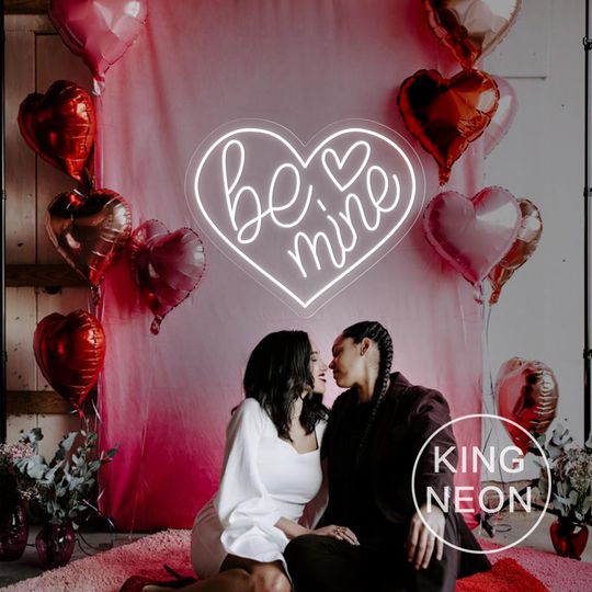Be Mine Heart LED Neon Sign, Valentine's Day Party Decor