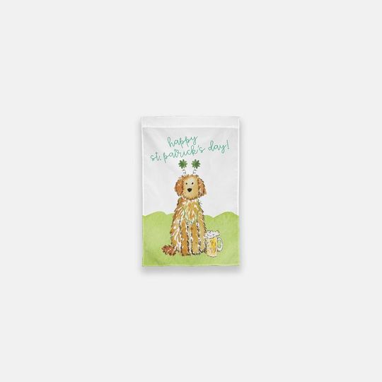 Lucky St. Patrick's Day Apricot Doodle Garden Flag
