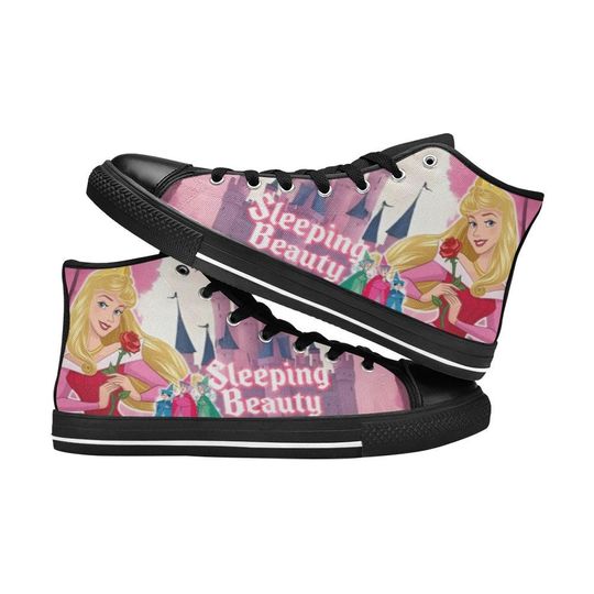 Sleeping Beauty High Top Canvas Shoes, Sleeping Beauty Sneakers