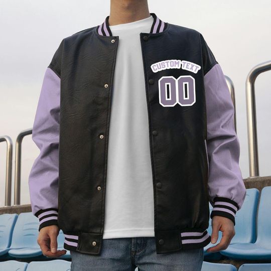 Custom Orchid Unisex Varsity Jacket, Martin Cartoon