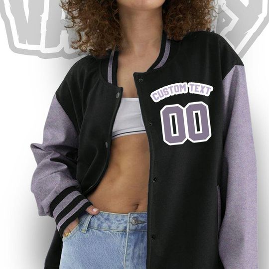Custom Orchid Unisex Varsity Jacket, Martin Cartoon