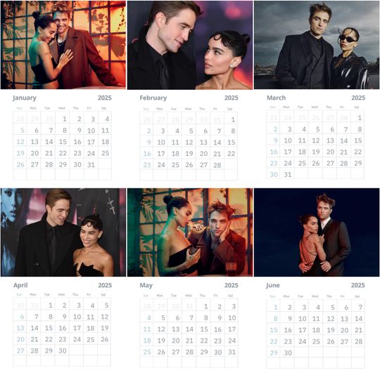 Zoe Kravitz & Robert Pattinson wall calendars 2025