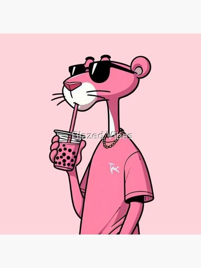 Cute Pink Panther Drink  Throw  Pillow