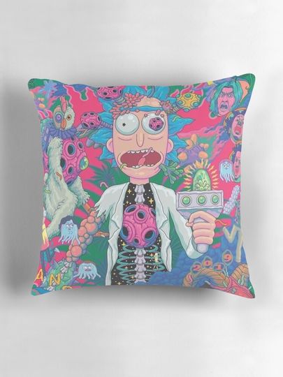 Rick and Rickandmorty trippy adult Throw  Pillow