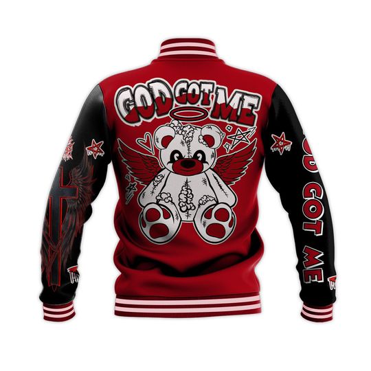 God Got Me Angle Bear Hiphop Baseball Varsity Jacket