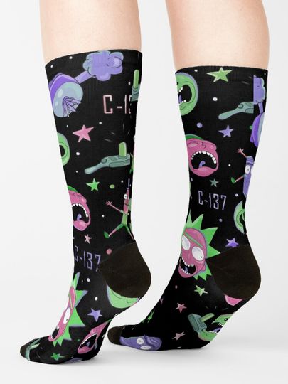 Rick and Rickandmorty pattern Socks