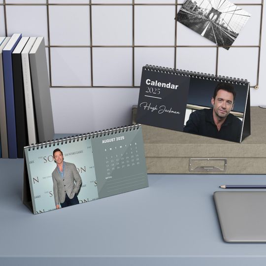 Hugh Jackman 2025 Desk Calendar | Wolverine & The Greatest Showman Actor | Celebrity Gift | Office Decor
