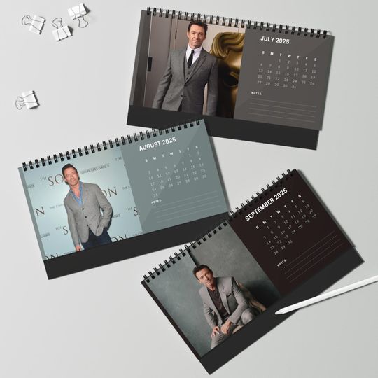 Hugh Jackman 2025 Desk Calendar | Wolverine & The Greatest Showman Actor | Celebrity Gift | Office Decor