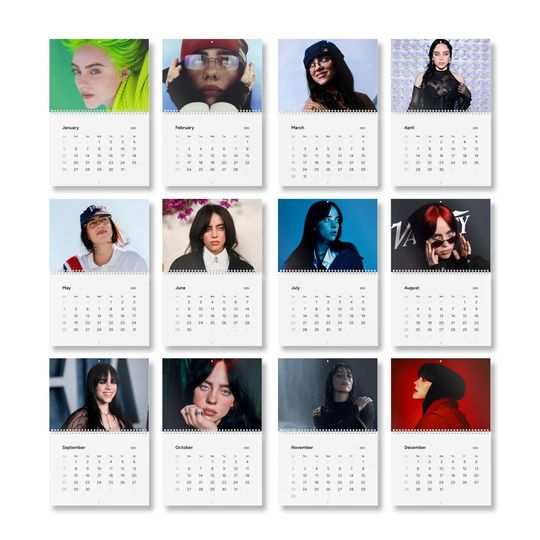 2025 Billie Eilish Calendar , Gift idea, Wall calendar, Trending and Aesthetic