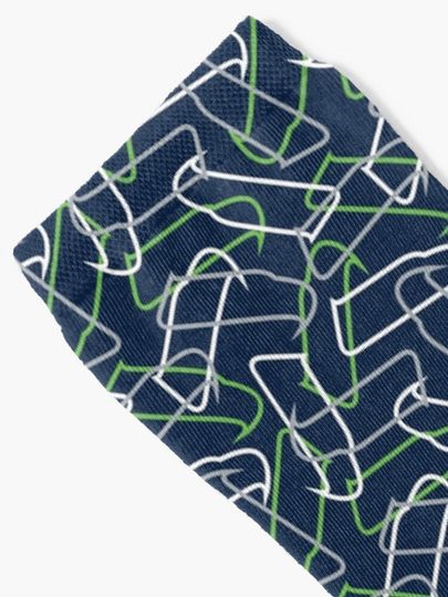 Seattle Seahawks Pattern, Navy Background Socks