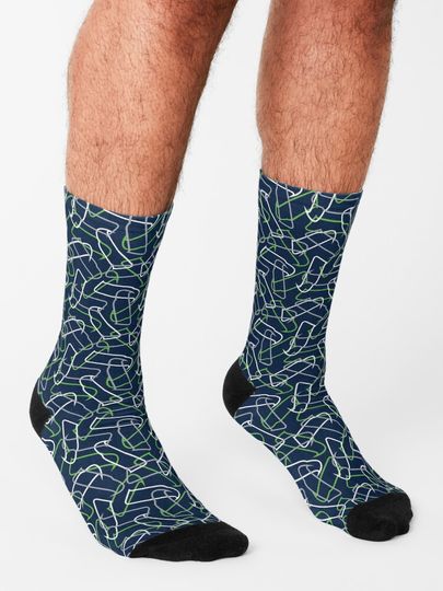 Seattle Seahawks Pattern, Navy Background Socks